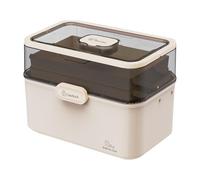 Medical Storage Container - Pill Organizer Box, Secure Carrying Case | Three Tier Lockable Medicine Compartment Tray, Durables Transparent Supply Holder For Clinic Visits, Home Drawers, Travel Luggage