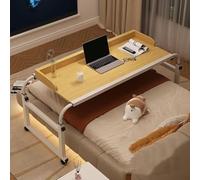 Medical Table,Overbed Computer Workstation Overbed Table with Adjustable Height Length Extendable Rolling Bedside Desk Over The Bed Table(Color:Wood)