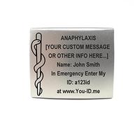Medical Tag for Watch. ID Tag for Smartwatch Strap Band. Engraved Medical Safety Plate. Emergency Medical Alert Tag. Medic Alert Identity Tags Smart Watch Watchstrap (for 22mm Strap, Anaphylaxis)