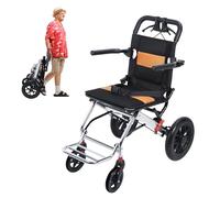 Medical Transport Wheelchair,Portable Adults Wheelchairs Lightweight Folding Narrow Transport Chair with Safety Belt Aluminum Alloy Frame Handlebar Brake Lever for Seniors Elderly Disable 180lbs (B)