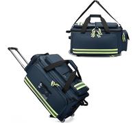 Medical Trolley Bag - Large Capacity Emergency Kit with Wheels, Removable Split Layers, Safety Reflective Design for Home Health Care and Nursing Students