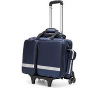 Medical Trolley Bag with Wheels Professional First Aid Kits Bag with Inner Dividers, Large Capacity Portable Outdoor Waterproof Emergency First Responder Trauma Bag, Ideal for EMT, EMS, Paramedics(Blu