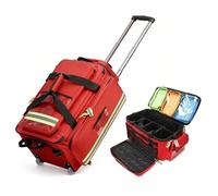 Medical Trolley Duffle Bag with Wheels, Large Capacity Equipment Bag, Multi-Compartment Design, Reflective Strips for Doctors, Paramedics, First Responders