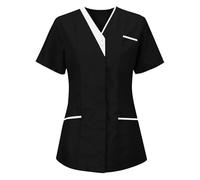 Medical Uniforms & Scrubs, Womens V Neck Short Sleeve Solid for Healthcare | Nurses Uniform, Loose Tunic Tops, Ladies Workwear, Hospital Uniform, Scrub Tops for Women UK with Pockets