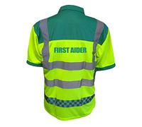 Medical Yellow & Green Hi Vis Polo Shirt, Printed with First Aider, Conforms to EN20471 Class 2, by Brook Hi Vis, Large