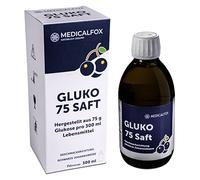 Medicalfox GLUKO 75 Juice Ready-to-Use Solution Blackcurrant 300 ml - Glucose Contributes to Normal Energy Production in the Fabric Chapel, Ideal for Sports, Fitness & oGTT