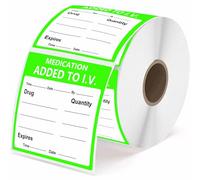 Medication Added to I.V. Veterinary Labels 2 Inch Fluorescent Green Medication Instruction Sticker for Animal Hospitals, Veterinary Clinics, Shelters 500PCS