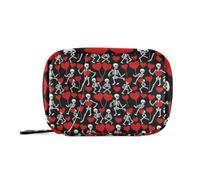 Medication Bags Day Pill Organizer for Purse Skeletons with Red Hearts