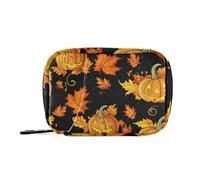 Medication Bags Halloween Fall Pumpkin Fall Maple Leaf Medication Bags with Detachable Compartments Travel Medication Organizer for Purse