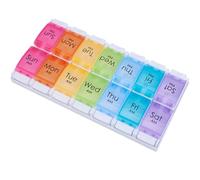 Medication Pill Organizer 7 Day, Weekly Medicine Pill Box 2 Times a Day, Pill Case Organizer 14 Compartments with Hinged Lids Design, Daily Vitamin Box Pill Dispenser for Fish Oil/Supplements