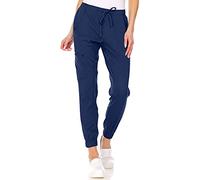 MediChic Womens Scrub Joggers 4-Way Stretch Anti-Wrinkle Moisture-Wicking Elastic Waistband Four Pocket Jogger Pants, Navy, XL