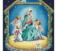 Medici Cards Pack of 6 Artistic Charity Christmas Cards - "Madonna and Child With Angels" - 6 Cards of the Same Design