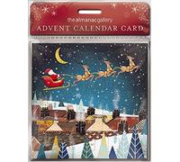 Medici Santa Sleigh card - FLYING OVER AT NIGHT Advent Card with 24 doors 160 x 160