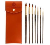 Medici Series - Sable Watercolor Brushes 7Pcs Round, Kolinsky Sable Performance Brush Set, Outstanding Color Flow, Durable Performance & Precision Shape Retention
