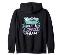 Medicine and I Make a Great Team Retro Vintage Aesthetic Zip Hoodie