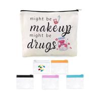 Medicine Bag Cosmetic Makeup Bag Funny Gifts for Women Patients Nurse Drug Med Pouch Doctor Friends Christmas Birthday Gift Ideas Drug Pill Organizer Bag Makeup Pouch with Mini Pill Packaging Bags Set