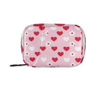 Medicine Bag Day Pill Organizer for Purse Pink Red Heart Floral