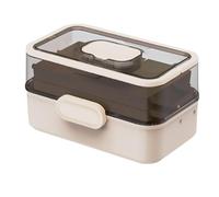 Ｚｉａｌｏｆｉ Medicine Box Empty Multifunctional Lidded Art Crafts Case Table Organizer for Car Drom Dresser Travel Home, Beige