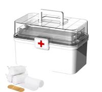 Medicine Box Organiser, Medicine Cabinet for Storing Family Medicines, Dustproof Suitcase Organiser with Large Capacity, Handle and Buckle for School, Camping, Travel, Home