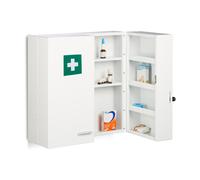 Medicine cabinet First Aid Storage Unit 11 Compartments Double Doors