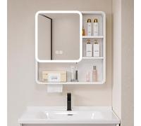 Medicine Cabinet Mirror with Led Light Wall Mounted Bathroom Storage Cabinet With defogging function Farmhouse Bathroom Mirror(White,80 * 65cm/32 * 26in)