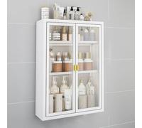 Medicine Cabinet - Wall-Mounted Bathroom Storage with Glass Doors, Over-The-Toilet Organizer for Bathroom, Kitchen, Laundry, Dorms (40x14x70cm)