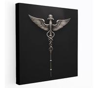 Medicine Canvas Print - Caduceus Symbol - Medicine, Medical Profession, Wall Art on Canvas Wall Decoration, 71cm x 71cm