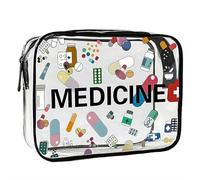 Medicine Cosmetic Bag - Large Capacity Travel Toiletry Organizer, Easy Wipe Clean Pouch for Daily Use/Trips, Women’s Waterproof Toiletry Bag, 7.88×5.91×2.36in (Style A)