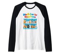 Medicine for Happiness Daily Cat Kitten Pill Box Pet Lover Raglan Baseball Tee
