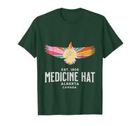 Medicine HAT Alberta Canada Wildlife Nature Canadian T-Shirt, Men, Dark Green, Medium