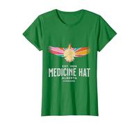 Medicine HAT Alberta Canada Wildlife Nature Canadian T-Shirt, Women, Kelly Green, Medium
