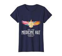 Medicine HAT Alberta Canada Wildlife Nature Canadian T-Shirt, Women, Navy Blue, X-Small