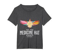 Medicine HAT Alberta Canada Wildlife Nature Canadian T-Shirt, Women's Plus, Dark Heather Grey, 4X