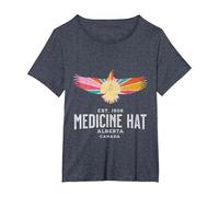 Medicine HAT Alberta Canada Wildlife Nature Canadian T-Shirt, Women's Plus, Heather Blue, 3X