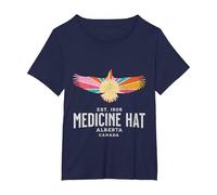 Medicine HAT Alberta Canada Wildlife Nature Canadian T-Shirt, Women's Plus, Navy Blue, 4X