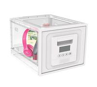 Medicine Lock Box Storage Box, Timed Lockable Collapsible Storage Boxes for Fridge Food, Snacks, Tablet, Jail, Home Safety (Clear)