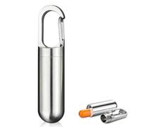 Medicine Organizer Holder, J21 Stainless Steel Medicine Container Sealing Waterproof Portable Mini Capsule Bottle Holder Keychain Compact Weekly Pill Box for Outdoor Travel Home (Large)