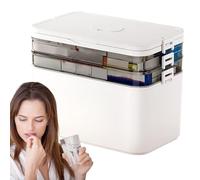 Medicine Organizer - Medicine Storage Box | Portable Medicine Case, Medical Organizer, First Aid Box, Multi-Layer Clear Pill Box with Man