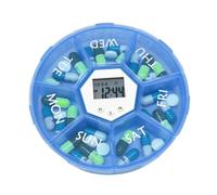Medicine Organizer - Seven-Grid Smart Pill Box with Timer,Medicine Container with Reminder Round Medication Organizer for Pockets Daily Morning Night Workplace Travel Home Outdoor