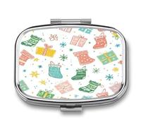 Medicine Pill Organizer Metal Waterproof Gifts and Socks Printing Vitamin Small Pill Box Portable Travel Pill Case for Travel, Purse, Or Pocket
