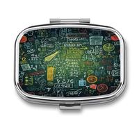 Medicine Pill Organizer Metal Waterproof Math Question Printing Vitamin Small Pill Box Portable Travel Pill Case for Travel, Purse, Or Pocket