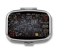 Medicine Pill Organizer Metal Waterproof Mathematics and Physics Printing Vitamin Small Pill Box Portable Travel Pill Case for Travel, Purse, Or Pocket
