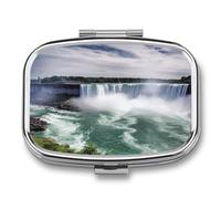Medicine Pill Organizer Metal Waterproof Niagara Falls Printing Vitamin Small Pill Box Portable Travel Pill Case for Travel, Purse, Or Pocket