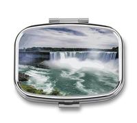 Medicine Pill Organizer Metal Waterproof Niagara Falls Printing Vitamin Small Pill Box Portable Travel Pill Case for Travel, Purse, Or Pocket