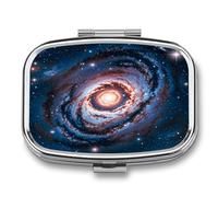 Medicine Pill Organizer Metal Waterproof Planet Stars and Galaxy Printing Vitamin Small Pill Box Portable Travel Pill Case for Travel, Purse, Or Pocket