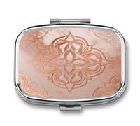 Medicine Pill Organizer Metal Waterproof Rose Gold Printing Vitamin Small Pill Box Portable Travel Pill Case for Travel, Purse, Or Pocket