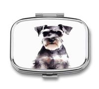 Medicine Pill Organizer Metal Waterproof Well-Behaved Schnauzer Printing Vitamin Small Pill Box Portable Travel Pill Case for Travel, Purse, Or Pocket