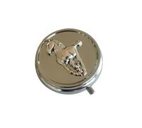 Medicine Pill Organizer Travel Pill Case - Small Pill Box for Purse, Mini Pocket Pill Case for Men, Cute Daily Pill Organizer Weekly Vitamin Pill Holder Round Metal Pill Box (Horse)