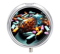 Medicine Pills Pill Box Round Portable Small Pill Case Waterproof Travel Pill Box Organizer for Pocket Purse and Daily Convenience