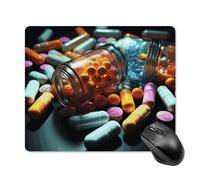 Medicine Pills Square Mouse Pad Portable Computer Mousepad with Non-Slip Rubber Base 18 * 22cm Ultra-Thin Gaming Mouse Mat for Computer Laptop Office Desk Accessories